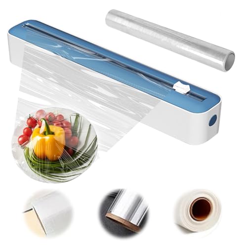 Cling Film Dispenser and Cutter 2-in-1 Tin Foil Wall Mounted Refillable Wrap Dispensers with Cling Film Ease Use of Wide Range of Applications to Aluminum Tin Foil for Home and Kitchen