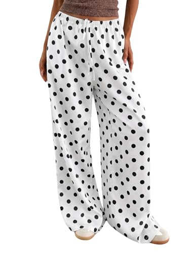 Image of MakeMeChic Women's Summer Satin Silk Pants Casual Flowy Pants Beach Vacation Wide Leg Pants