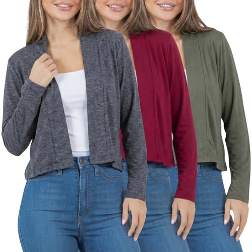 Image of Azules Cropped Cardigan for Women, Open Front Drape Lightweight Sweater Long Sleeves Women's Cardigans