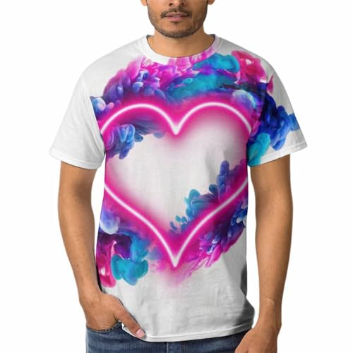 T-Shirt à Col Rond pour Homme Coeur De Néon à Manches Courtes