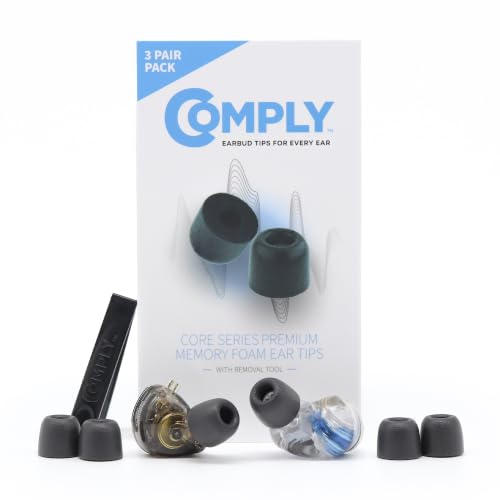 Comply 500 Core Series Memory Foam Replacement IEM Ear Tips, Black (S/M/L) | 3 Pairs, for KZ...
