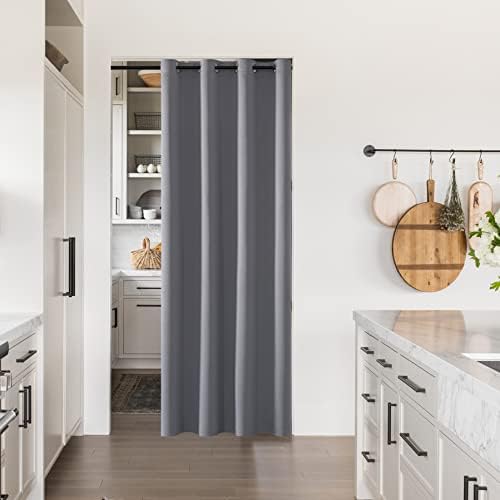 Miniatura 9 de SHINELAND Cortina de puerta temporal para puerta de privacidad, puerta plegable a prueba de sonido para divisor de habitación, 80 pulgadas de