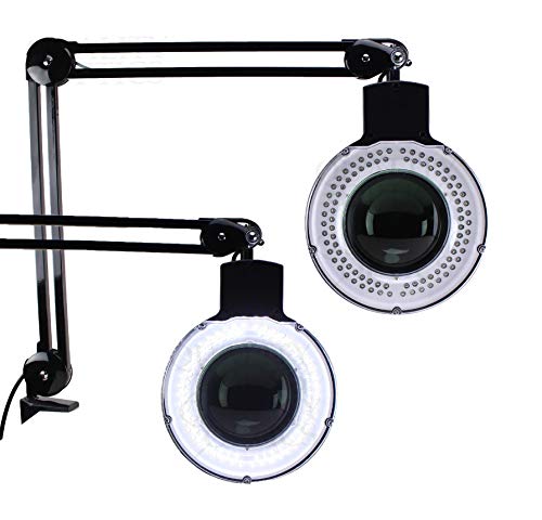 Quality Optics® Professional Series Illuminated Workstation Swing Arm Magnifier White 5LED Diopter