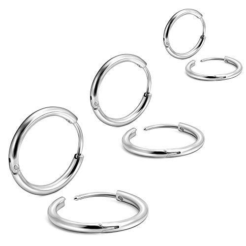 EACHLP Unisex 18K Real Gold Plating Surgical Steel Sleeper Tiny Hoop Earrings,Nose Ring Septum Ring Helix Ring Daith Ring Lip Ring Nipple Ring Snug Ring Rook Ring Body Piercing Jewelry