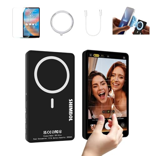 Image of Shimbol CP5 Ultra Black, 5 inch FHD Touch Screen Wireless Vlog Selfie Phone Monitor | Reverse Control for iPhone 17 /16 /15 /14 /13 /Pro /Pro Max /Plus Magnetic Snap-On, Built-in Speaker, Compatible with Android
