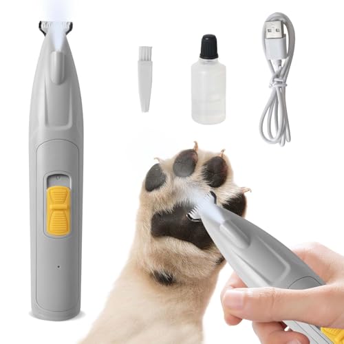Recortadora de patas para perros con luz LED, Mascotas Resistente al Agua Cortapelos de Patas, Cortadora de Pelo para Mascotas, Afeitadora de Pelo para Perros, Gatos, Patas, Orejas, Cara, Cuerpo
