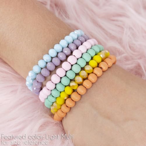 RIAH FASHION Bohemian Multi-Layer Beaded Stacking Statement Bracelets - Versatile Stretch Strand Wood Beads Wrap Slip-on Cuff Bangle Set2