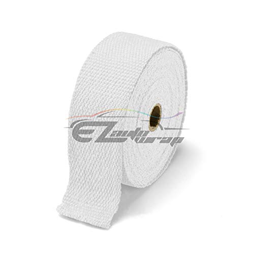 White Exhaust Pipe Insulation Thermal Heat Wrap 2" X 50' Motorcycle Header Protection Fiberglass Heat Shield 6X Stainless Ties #TOP1