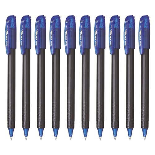 Image of Pentel EnerGel 0.7mm Roller Gel Pen | Quick Dry Ink For Smudge-Free Writing | Lightweight Gel Pen For Smooth Writing Experience | Blue Ink, Pack of 10 Pens (BL417)