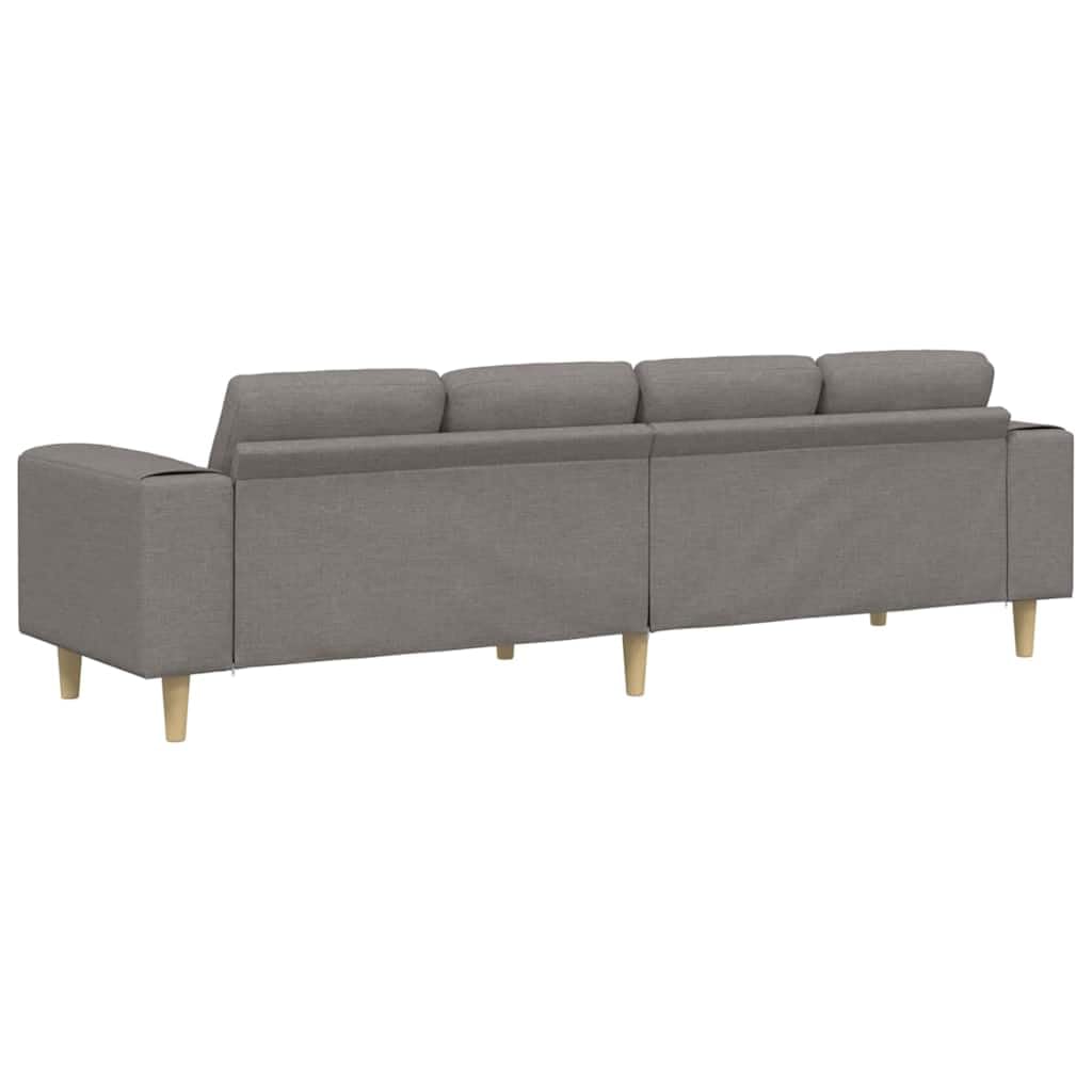Kanapa do salonu, szarobrązowa (taupe), 250 x 77 x 76 cm, zestaw tapicerowany z poliestru z wyściółką z pianki, ergonomiczne podłokietniki, brązowe nogi, do salonu, biura