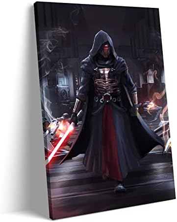 Darth Revan Poster Lightsaber Canvas Wall Art Decorations Living Room Bedroom Office Wall Decoration Gift EMXEE (12x18inch-Wooden Frame,D)