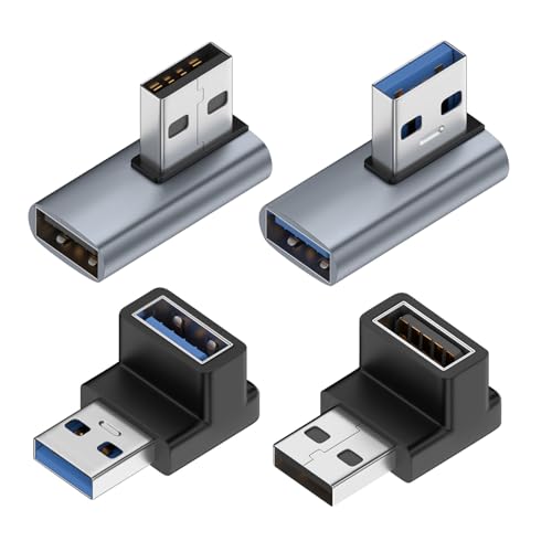 YUNKOZAND 90 Degree USB 3.1 Adapter,Right Angle USB A Male to Female Adapter for PC,Laptop,USB A Charger and More USB Devices (Left&Right?Up&Down)