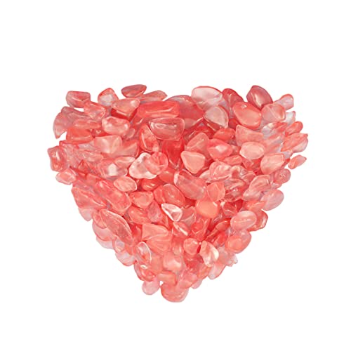 Nupuyai 0.5lb Cherry Quartz Crystal Chip Stones, Irregular Shape Tumbled Crushed Healing Stones Quartz Rocks for Home Decor