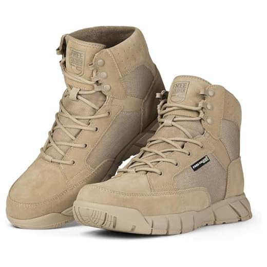 FREE SOLDIER Men's Tactical Boots 6 Inches Summer Lightweight Breathable Desert Boots with Thin Durable Fabric(Tan, 8 US)