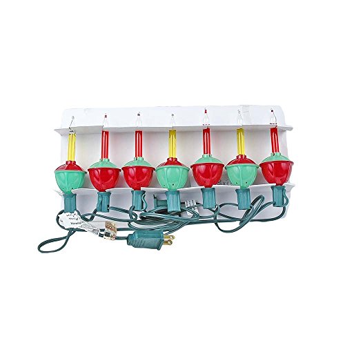 Novelty Lights, Inc. Bubble-Set-7 Tradtional Bubble Light and Stringer Set, 4 Orange/3 Red Bubble Fluids, Green Wire, C7/E12 Candelabra Base, 7 Pack - Thumbnail 4