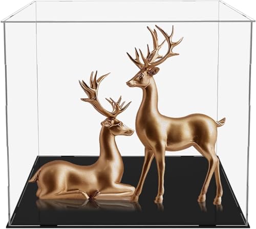Image of Clear Acrylic Display Case 10 x 10 x 10 Inch | Self Assemble Display Box with Black Base | Dustproof Showcase for Collectibles Figurines | Memorabilia & Models