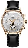 TEINTOP Carnival Men's Complications Automatic Mechanical Watch with Leather Band (Gold White)