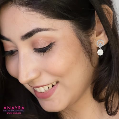 Image of 925 Sterling Silver Pearl Earrings for Women | Freshwater Pearl Stud Earrings | Hypoallergenic Rhodium Plated Anti-Tarnish Lightweight Daily Wear Jewellery | Gift for Wife, Girlfriend, Mother, Sister | Birthday, Anniversary, Rakhi