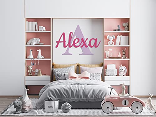Custom Name & Initial - Prime Series - Baby Boy Girl Unisex - Wall Decal Nursery For Home Bedroom Children (Wide 22" X 15" Height) #TOP2