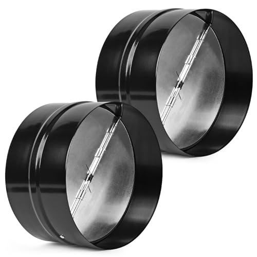 2 Pcs 6 Inch Draft Blocker Backdraft Damper Duct Draft Stopper One-Way Airflow Ducting Insert Backflow Preventer Inline Fan Vent Deflector - Black