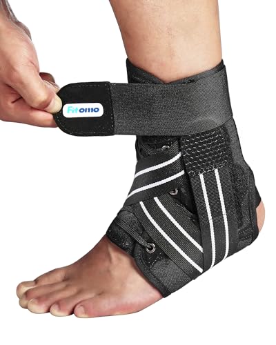 Fitomo Tobillera para Esguince, Tobillera Estabilizadora de Tobillo con Refuerzo Lateral Extraíble, Adjustable para Ambos Pies, Apto para llevar con Zapato, 1 Unidad