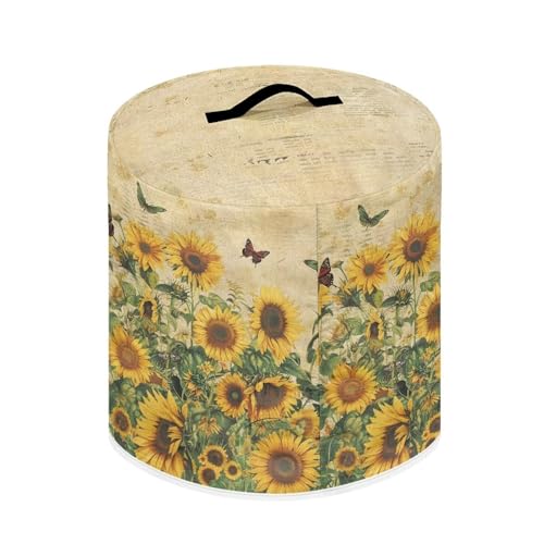Image of Cozeyat Sunflower Butterfly Air Fryer Cover Dust Cover Dust Protection Insulated Pressure Cooker Rice Cooker Appliance Cover with Top Handle and Storage Pockets for Women Gifts