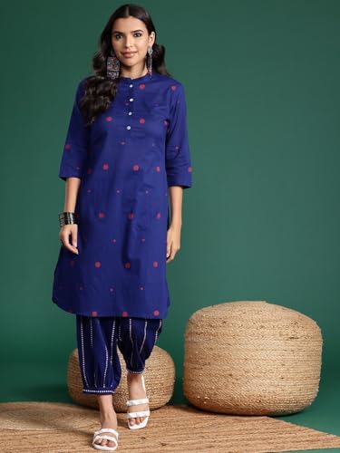 Ensemble Kurta imprimé Yashika en viscose bleue fine et fluide - 3