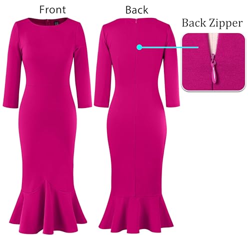 Image of VFSHOW Womens Vintage Elegant Cocktail Party Bodycon Pencil Mermaid Midi Mid-Calf Dress