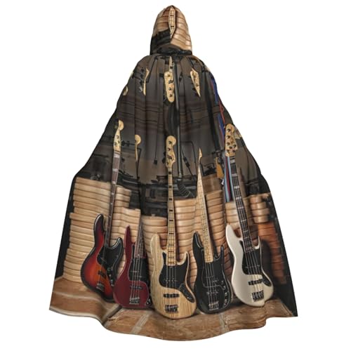Cape instruments de musique imprimé guitare et basse avec capuche enveloppante