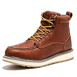 ROCKROOSTER Walker Waterproof Work Boots for Men, 6' Moc Soft Toe Comfort Wedge Rubber Boot, Arch Support Anti-Fatigue Asphalt Boot, Leather Insulated Safety Boots, Electric Hazard (SAP3602 US 10)