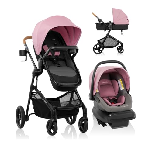 Image of Evenflo Pivot NXT Travel System with LiteMax NXT Infant Car Seat (Lilas Pink)