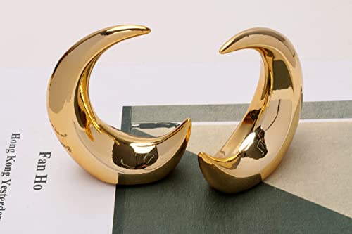 Ztttbj 2 Pieces Gold Small Animal Statue Moon Statue Decor Modern Style Ceramic Moon Figurines Statues For Home Decor Accents Living Room Office Table Bookshelf Desk Bedroom Decorative Objects #TOP2