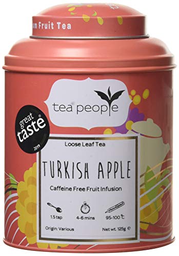 Tea People Turkish Apple Tea - Caffeine Free Loose Leaf Tea in Tin Caddy - Fruit Flavoured Traditional Turkish with Natural Dried Apple Pieces - 125g