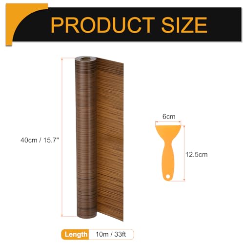 Image of HARFINGTON Wood Grain Repair Tape 15.7 Inch x 33ft Self Adhesive Repair Patch Tape Simulated Wooden Floor Tapes with Plastic Scraper for Tables Doors Windows Furniture, Light Brown Wood