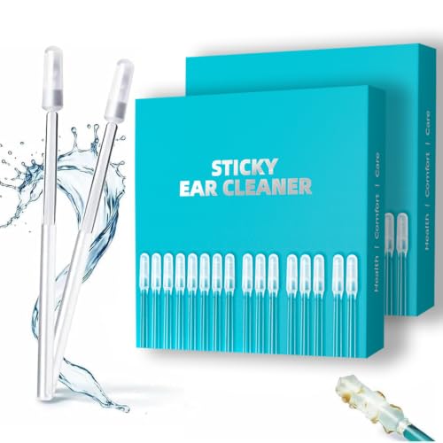 48Pc Sticky Ear Cleaning Stick for Adults Large, Reusable Sticky Ear Cleaner Picks, Gentle Soft Ear Care Cleaning Sticks with Dust Cover