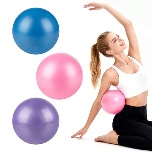 Image of RAINFLOW 3 Pcs Small Exercise Ball - 9 Inch Pilates Yoga Ball | Mini Stability Ball with Inflation Straw for Fitness Core Strength Stretching, Home Gym Office Workout and Balance Training