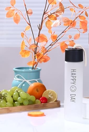Image of Water Bottle for Office, Frosted Motivational 500 ML, Pack of 2 | Glass Bottle, Leakproof Lid, Stylish Slim Lightweight, For School Gym Travel, BPA Free Cute Aesthetic