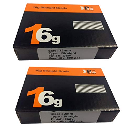 Image of (2 x 500) 1000 Nail - Size 32mm 16g Straight - Compatible with Dewalt,Paslode,Hitachi ((2 x 500) 32mm)