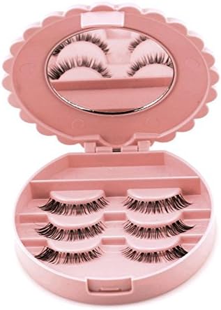 OVERMAL Acrylic Cute Bow False Eyelash Storage Box Makeup Cosmetic Mirror Case Organizer