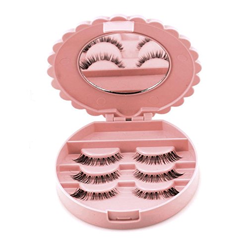 OVERMAL Acrylic Cute Bow False Eyelash Storage Box Makeup Cosmetic Mirror Case Organizer