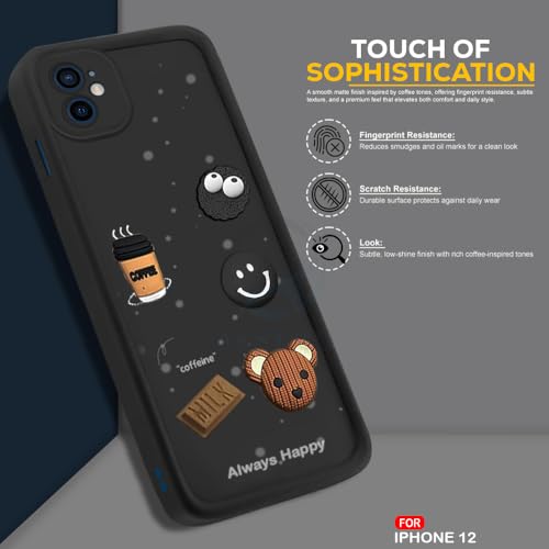Image of AESTMO Back Case Cover for iPhone 12 /12 Pro Back Cover | Cute Fun Cartoon 3D Ball | Coffee Silicone Case | Full Body Protection | Camera Protection Back Cover for iPhone 12 /12 Pro (Black)