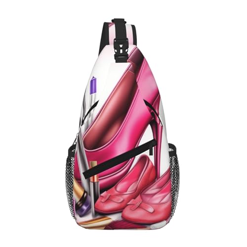 Shoes And Makeup Printed Cross Chest Bag Diagonally Chest Messenger Bag
