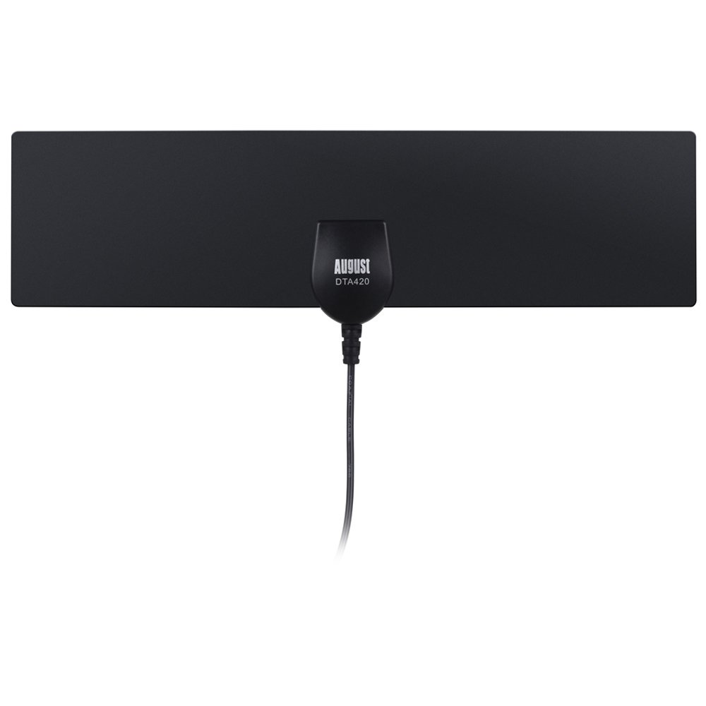 August DTA420 – Antenne TV Intérieur Puissante TNT HD – Haut Gain Extra Plate Discrète Attache Fenêtre Vitre Mural Autocollante