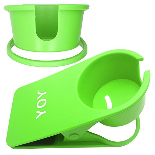 YOY Drink Cup Holder Clip - Table Desk Side Water Glass Beer Bottle Beverage Soda Coffee Mug Holder Cup Saucer Clip Design for Home Office, Green