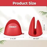 FINENUT Mini Silicone Oven Mitts 4PCS(2 Pairs) Non-Toxic Heatproof Cooking Gloves for Grill/Pizza Stone/Air Fryer,Lightweight Non-Slip Compact for Camping/Baking,Dishwasher Safe(Red and Blue) - Image 2