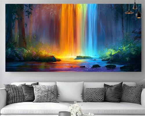 Diamond Painting Cascade XXL 80x160cm : broderie diamant forêt 5D pour adulte