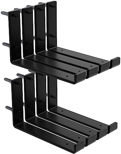 ISOKER 8 Pack - 9.25"L x 6"H x 1.5"W Shelf Bracket, 1/5” Thick Iron Metal Wall Floating Shelf Bracket, Rustic Industrial J Lip Shelf Bracket