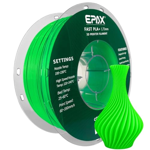 Image of EPAX High Speed PLA+ 3D Printer Filament, Fast PLA 3D Printing Filament, 1.75mm, Dimensional Accuracy + /- 0.03 mm, 1KG Spool (Neon Green)