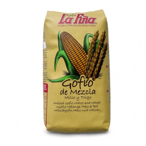 Gofio La Piña Mezcla 500g | Gofio Canario de Millo (Maíz) y Trigo Tostado | Fuente Natural de Fibra y Proteínas Vegetales | Rico en Minerales | Ideal para Desayunos y Recetas Tradicionales