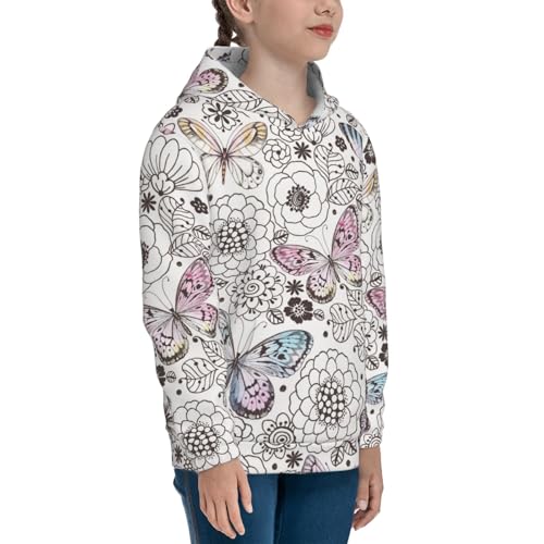 Vintage Butterflies Kids Pullover Hoodies Boys Sweatshirts Girls Athletic Clothes with Pocket3